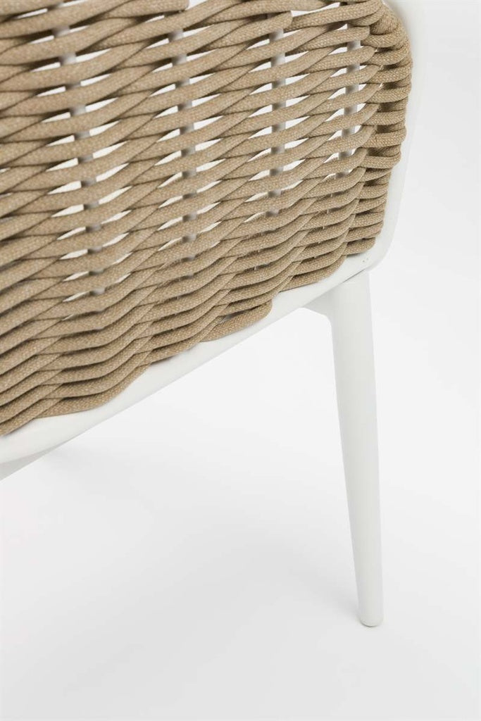Sillón de Comedor Exterior Irvine | Aluminio Blanco y Cuerda Taupe | Kubu #