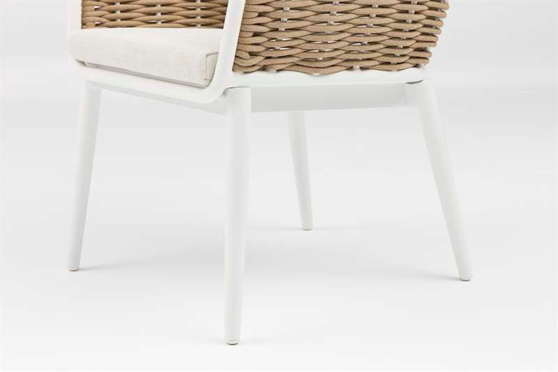 Sillón de Comedor Exterior Irvine | Aluminio Blanco y Cuerda Taupe | Kubu #
