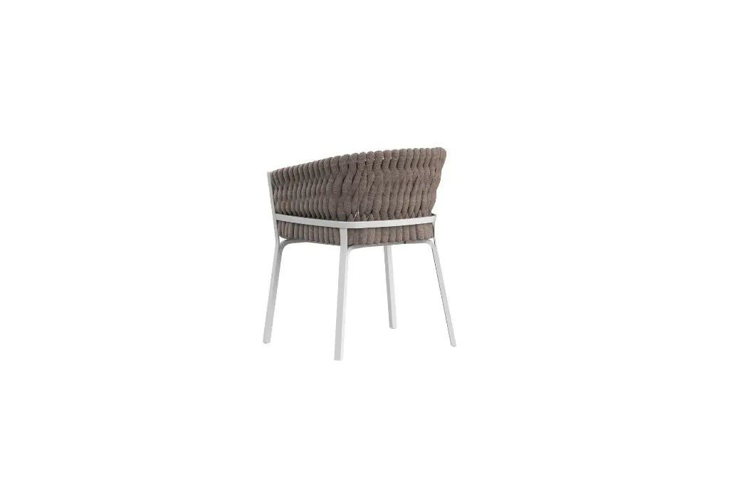 Sillón de comedor Anmore aluminio blanco y textil greige | Kubu #