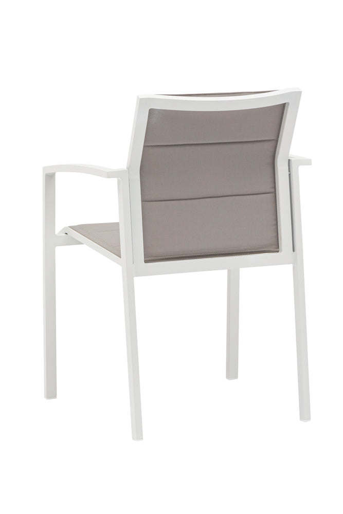 Sillón de comedor ORICK aluminio blanco y textil gris claro