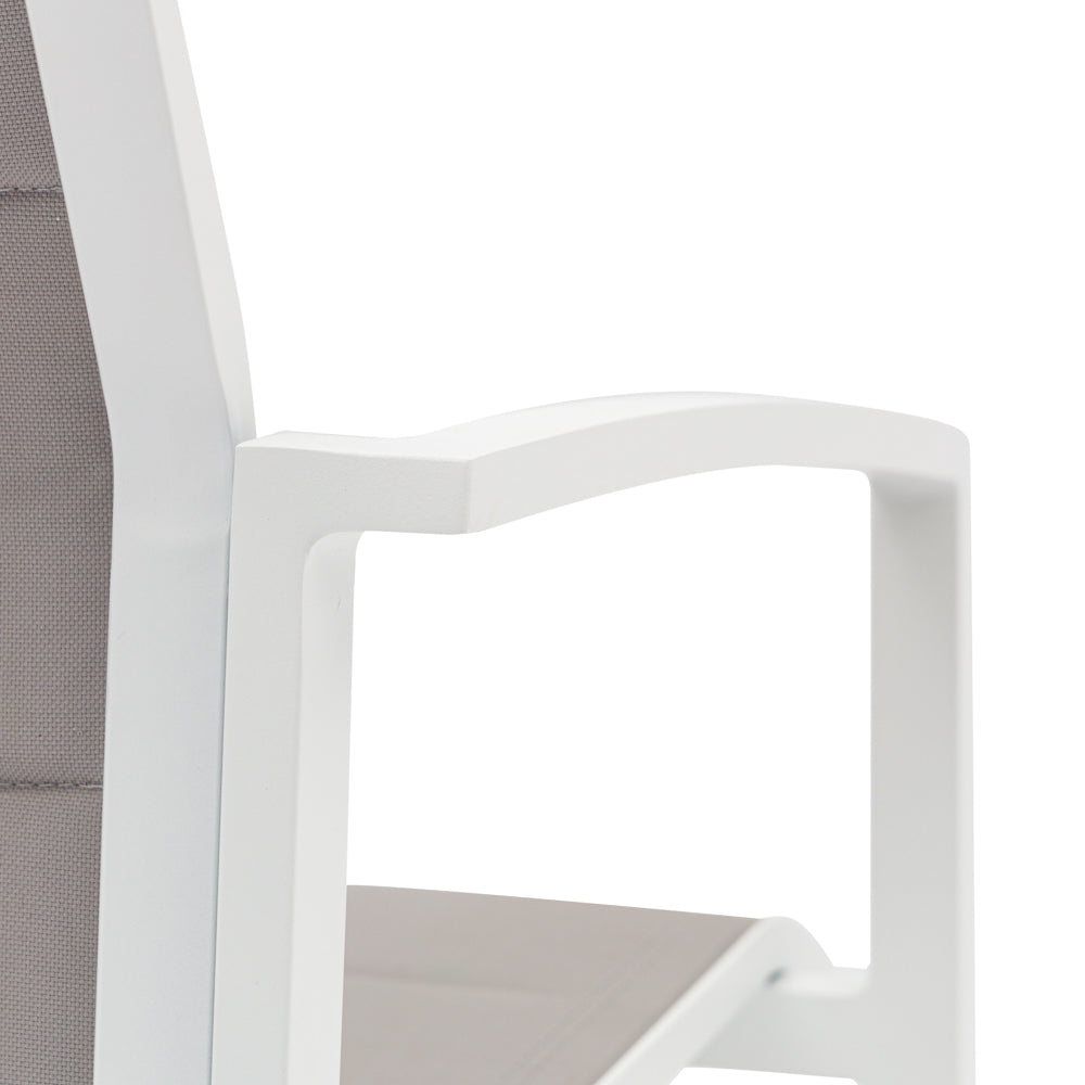 Sillón de comedor ORICK aluminio blanco y textil gris claro
