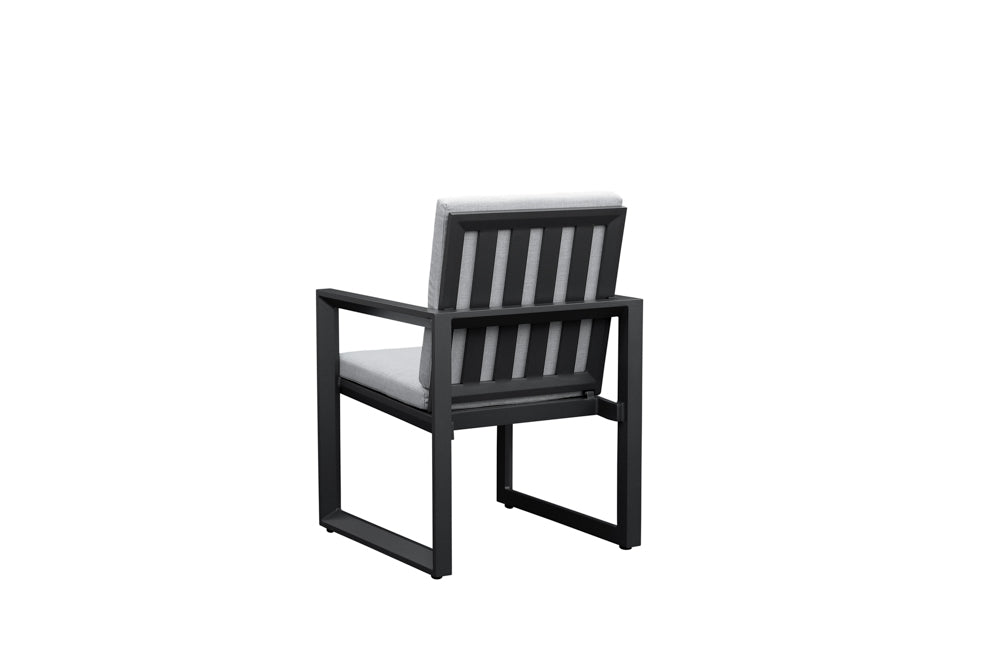 Sillón de comedor Onix aluminio antracita y cojinería gris medio | Kubu #