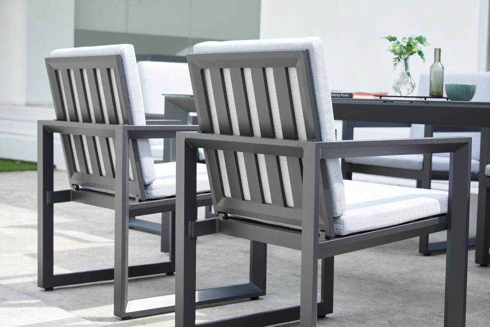 Sillón de comedor Onix aluminio antracita y cojinería gris medio | Kubu #