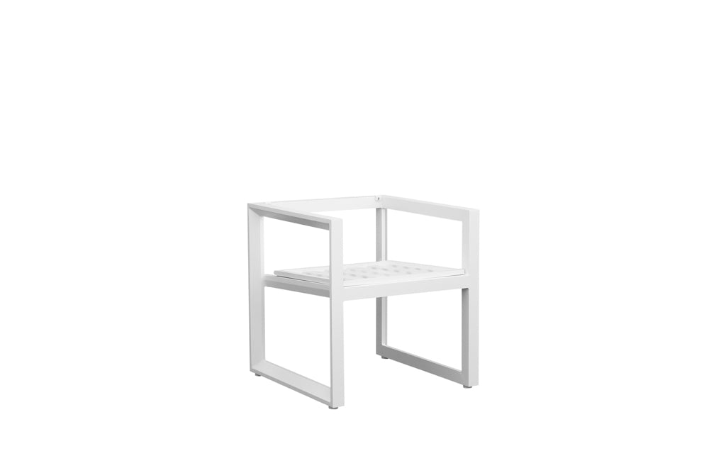Sillón de comedor Onix aluminio blanco y cojinería gris claro | Kubu #