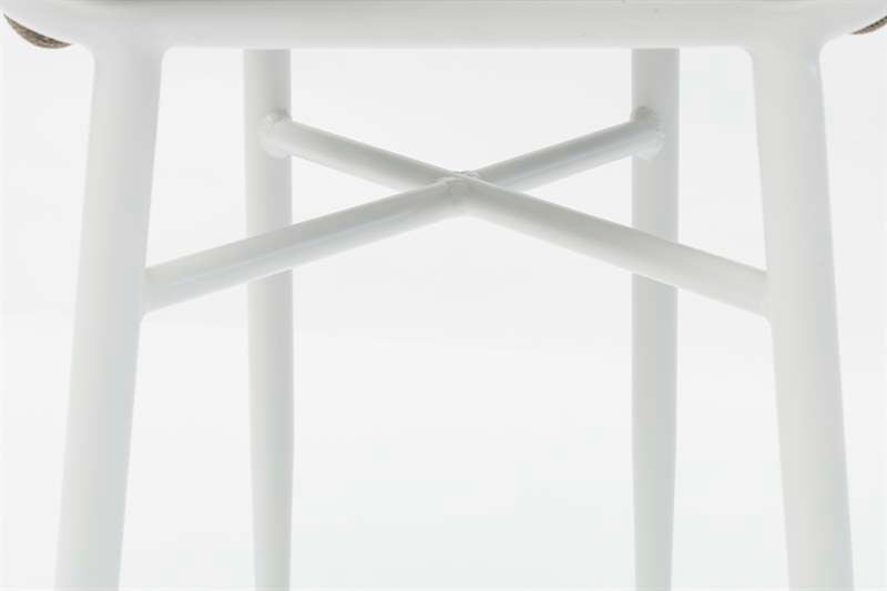 Sillón para barra de bar Meridian aluminio blanco cuerda greige y textil greige | Kubu #