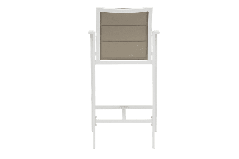 Sillón para barra de bar ORICK aluminio blanco y textil taupe