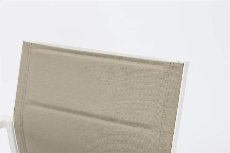 Sillón para barra de bar ORICK aluminio blanco y textil taupe