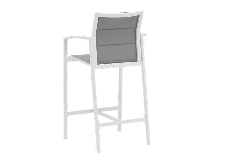 Sillón para barra de bar ORICK aluminio blanco y textilene gris