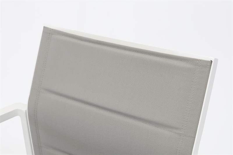 Sillón para barra de bar ORICK aluminio blanco y textilene gris