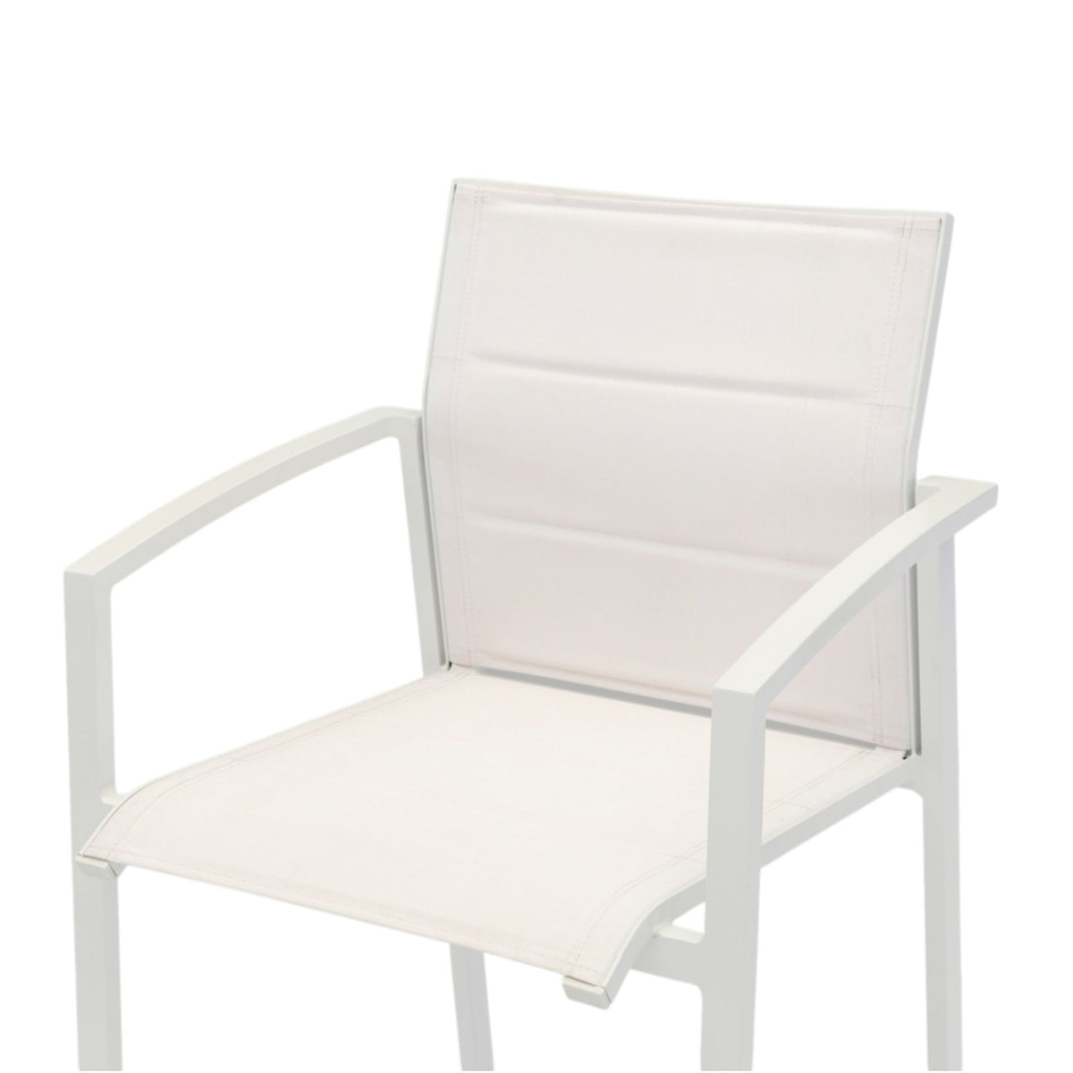 Sillón para barra de bar ORICK aluminio y textil blanco | KUBU #