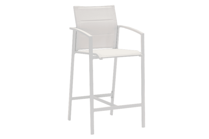 Sillón para barra de bar ORICK aluminio y textil blanco