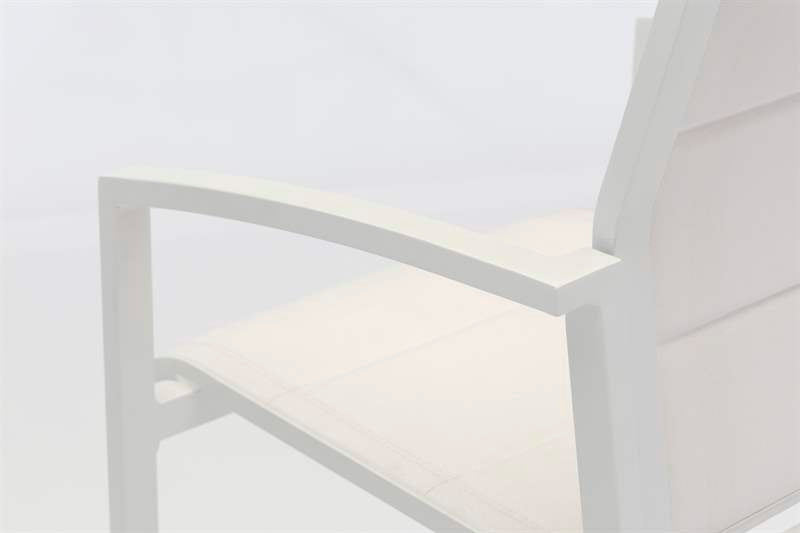 Sillón para barra de bar ORICK aluminio y textil blanco