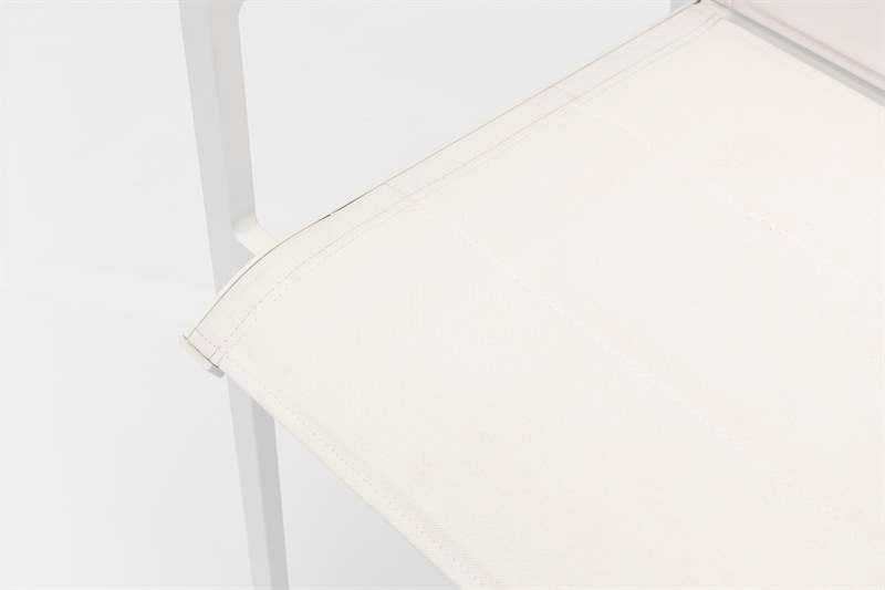Sillón para barra de bar ORICK aluminio y textil blanco