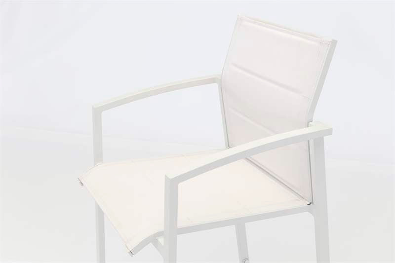 Sillón para barra de bar ORICK aluminio y textil blanco