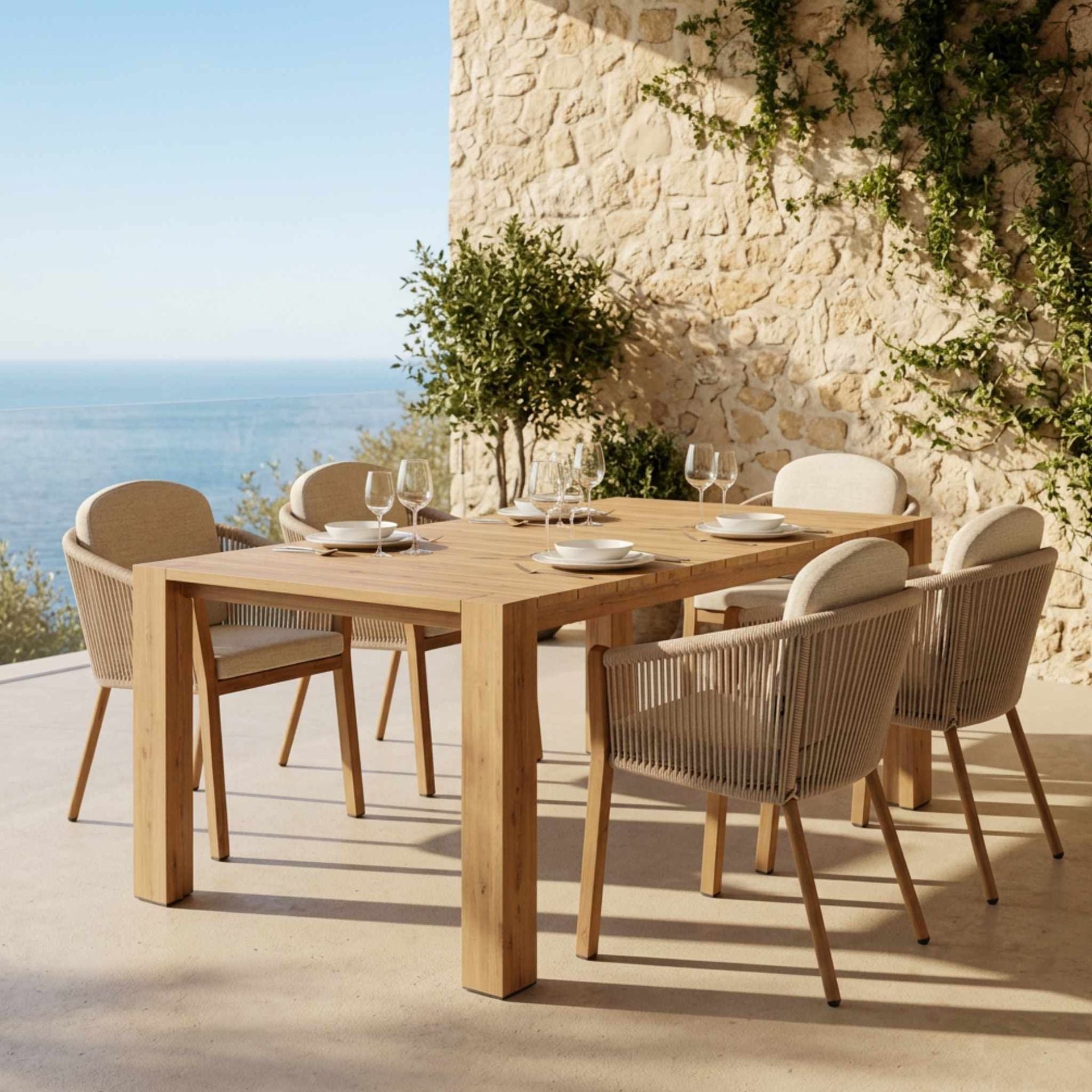 Silla Comedor Exterior Java 57x61x74,5cm | Efecto Teca | KUBU #