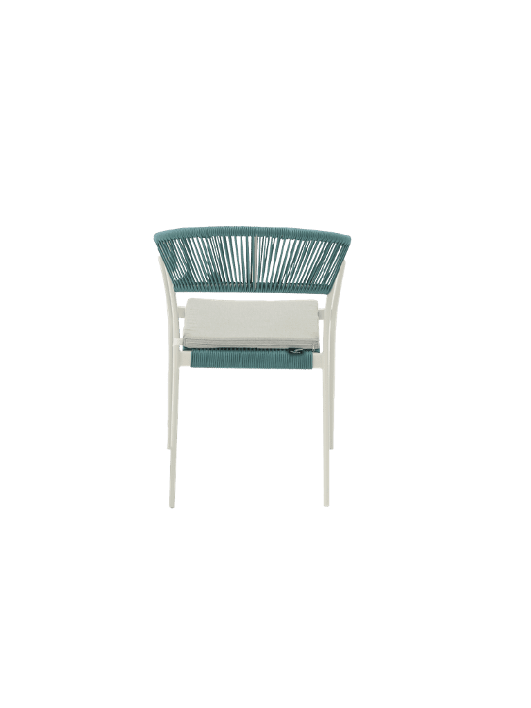 Silla con Brazos Exterior Appelton | Blanco Bone y Cuerda Aqua | Kubu #
