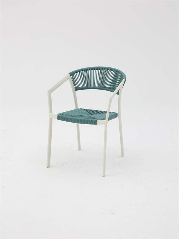 Silla con Brazos Exterior Appelton | Blanco Bone y Cuerda Aqua | Kubu #