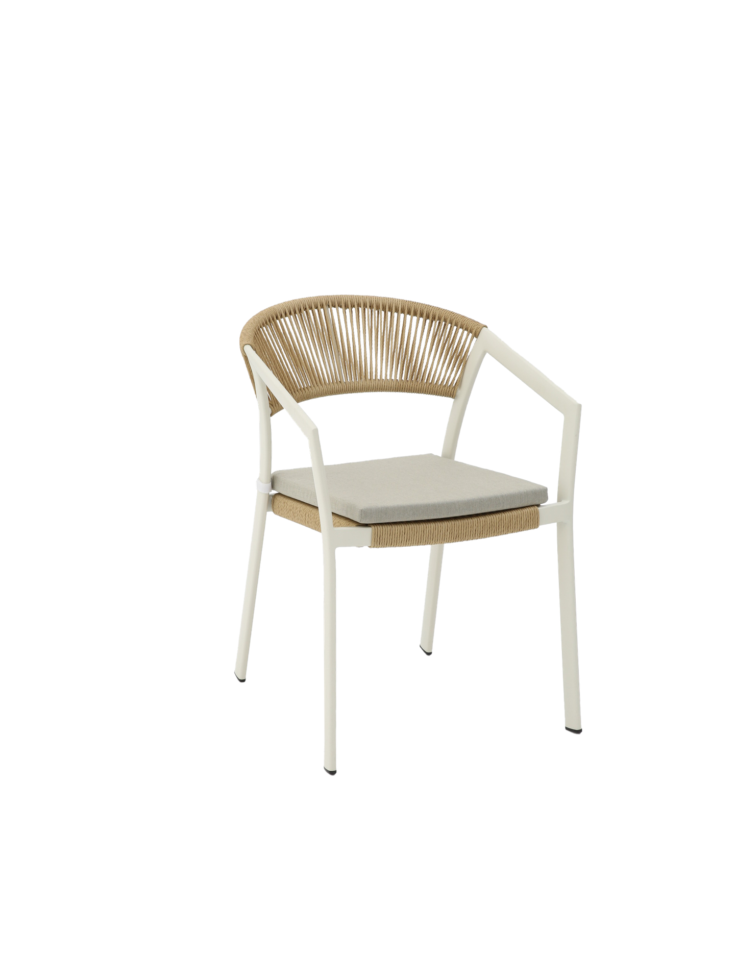 Silla con Brazos Exterior Appelton | Blanco Bone y Cuerda Natural | Kubu #