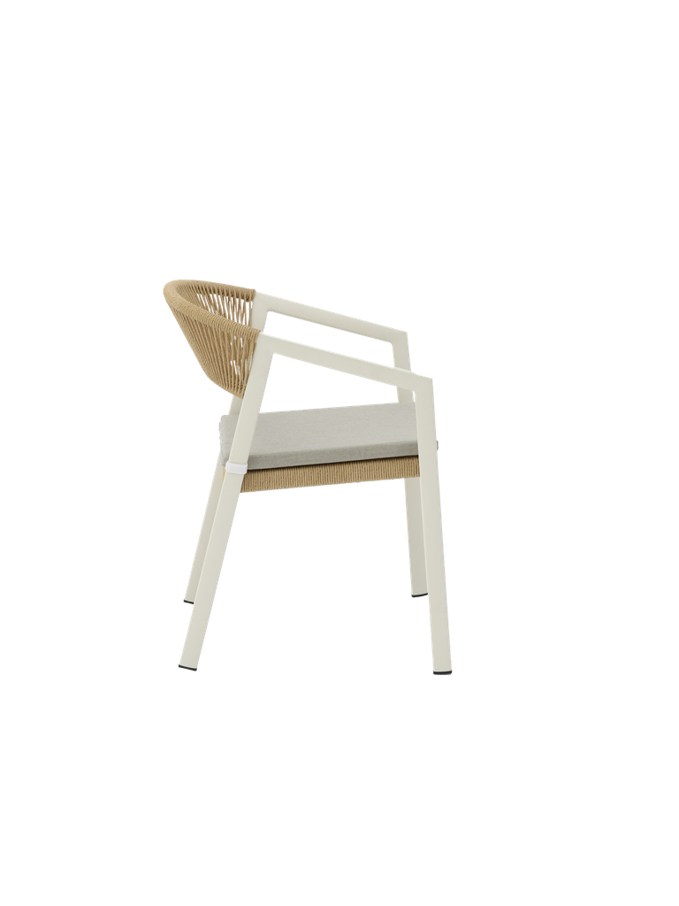 Silla con Brazos Exterior Appelton | Blanco Bone y Cuerda Natural | Kubu #
