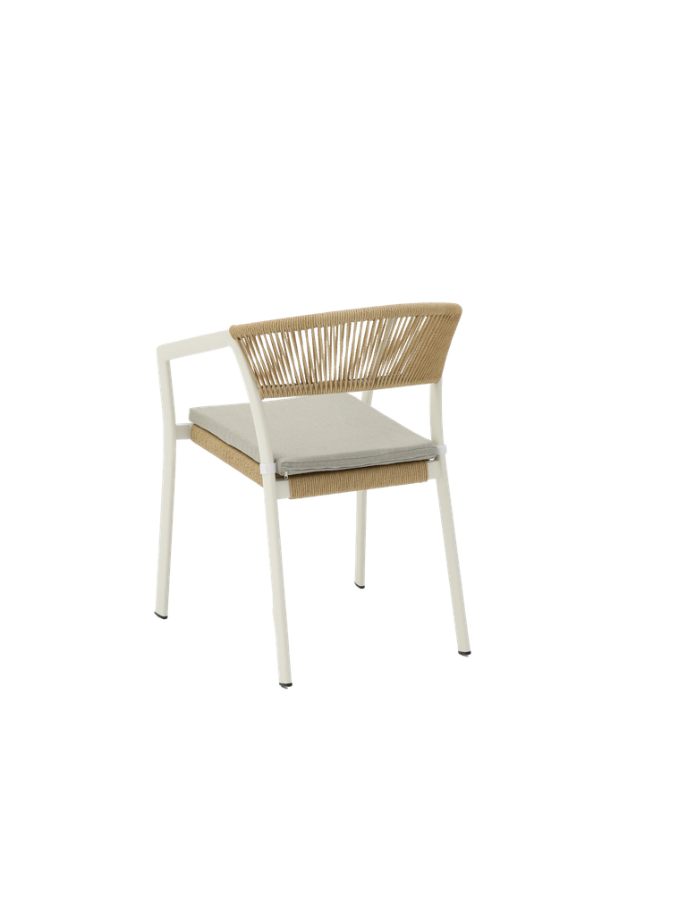 Silla con brazos Appelton aluminio blanco bone y trenzado natural | Kubu #