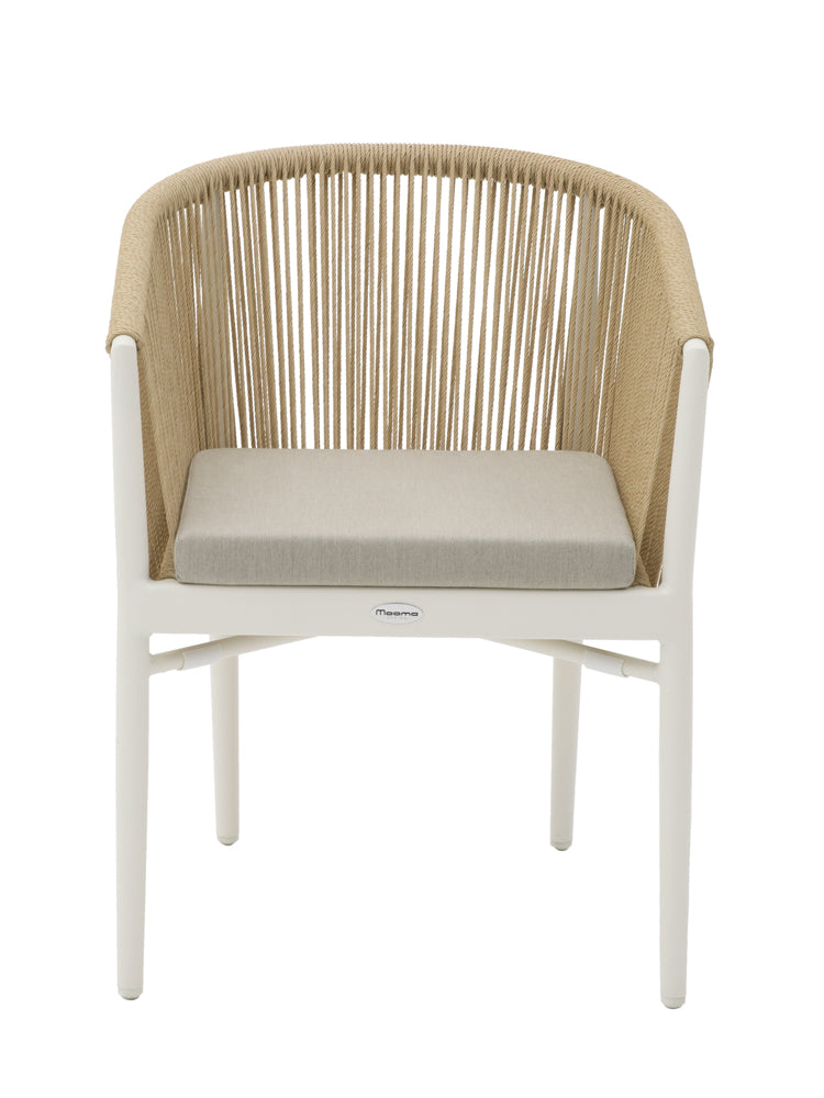 Silla con brazos Fairlee aluminio blanco bone y trenzado natural | Kubu #