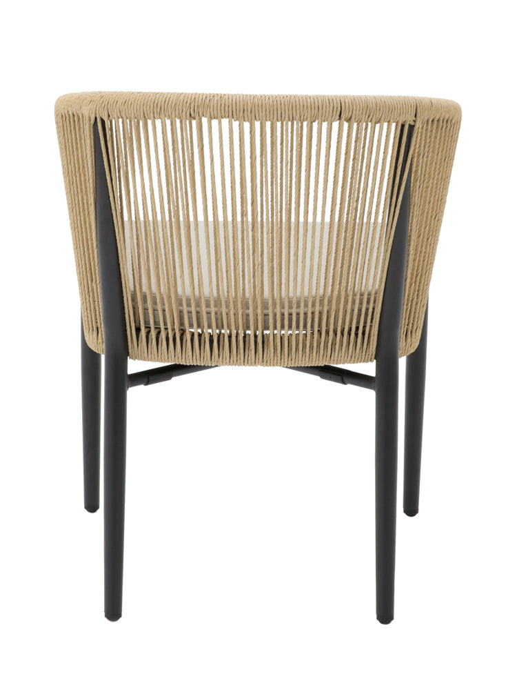 Silla con brazos Fairlee aluminio negro y trenzado natural | Kubu #