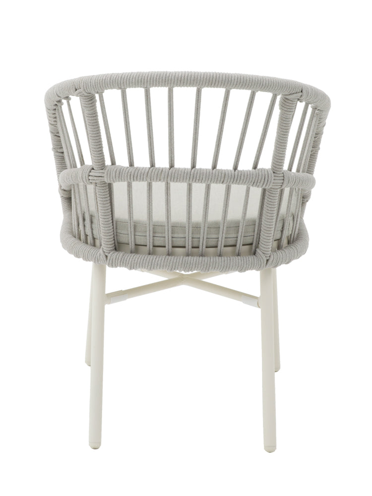 Silla con brazos Milton aluminio blanco bone y cuerda gris claro