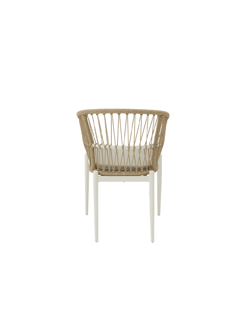 Silla con brazos Richmond aluminio blanco bone y trenzado natural | Kubu #