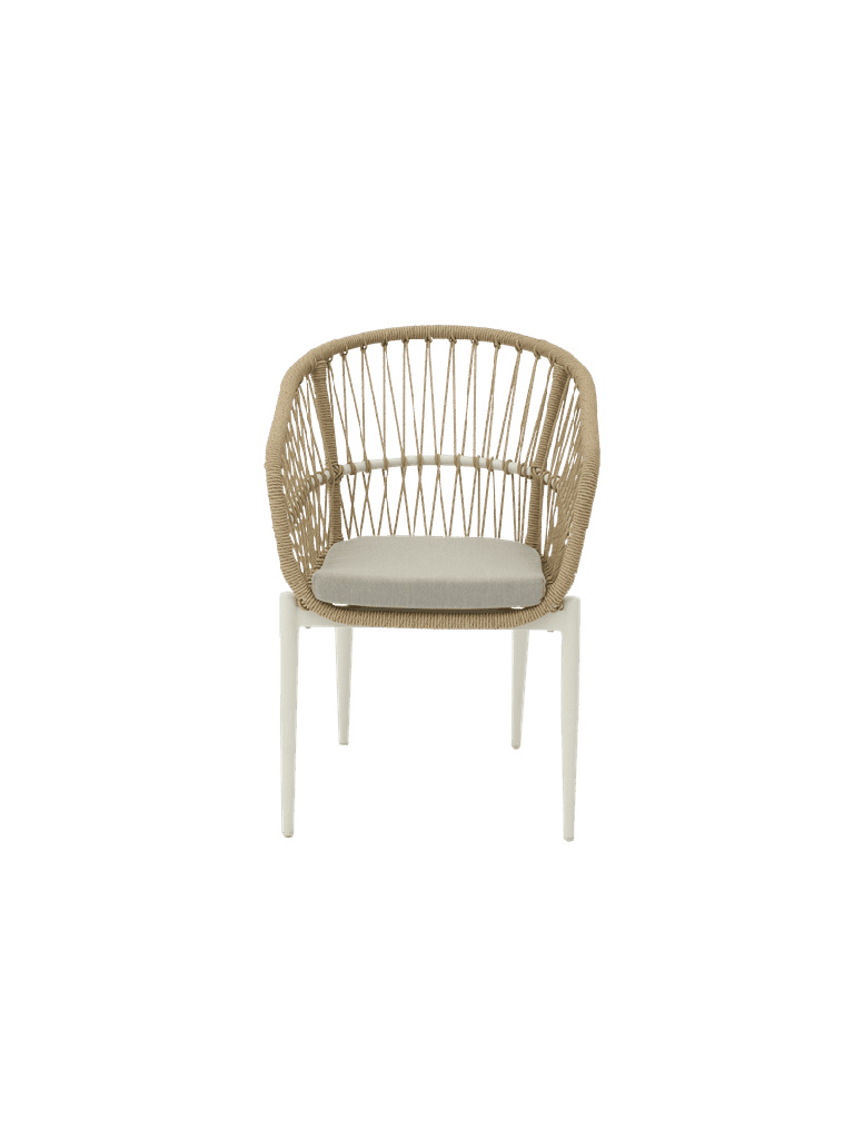 Silla con brazos Richmond aluminio blanco bone y trenzado natural | Kubu #