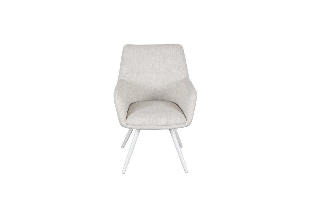 Silla de Comedor Exterior Eren | Aluminio Blanco y Textil Beige | Kubu #