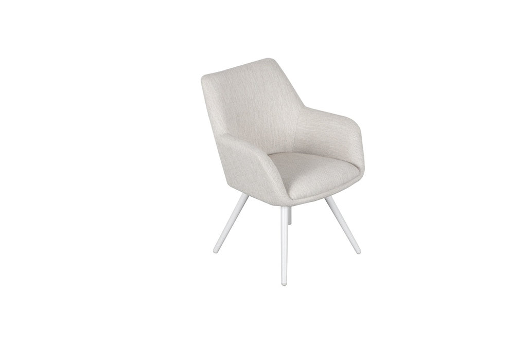 Silla de Comedor Exterior Eren | Aluminio Blanco y Textil Beige | Kubu #