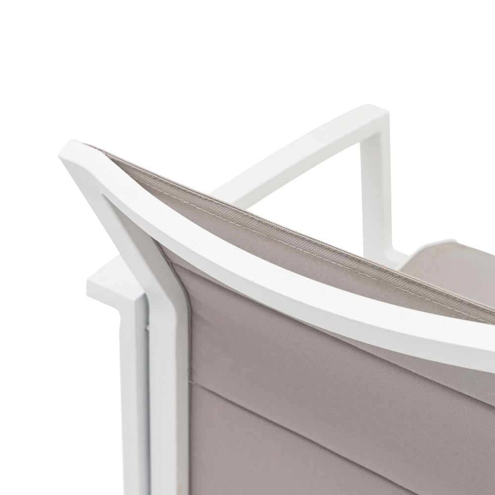 Silla de Comedor Exterior Orick | Aluminio Blanco y Textil Gris claro | Kubu #