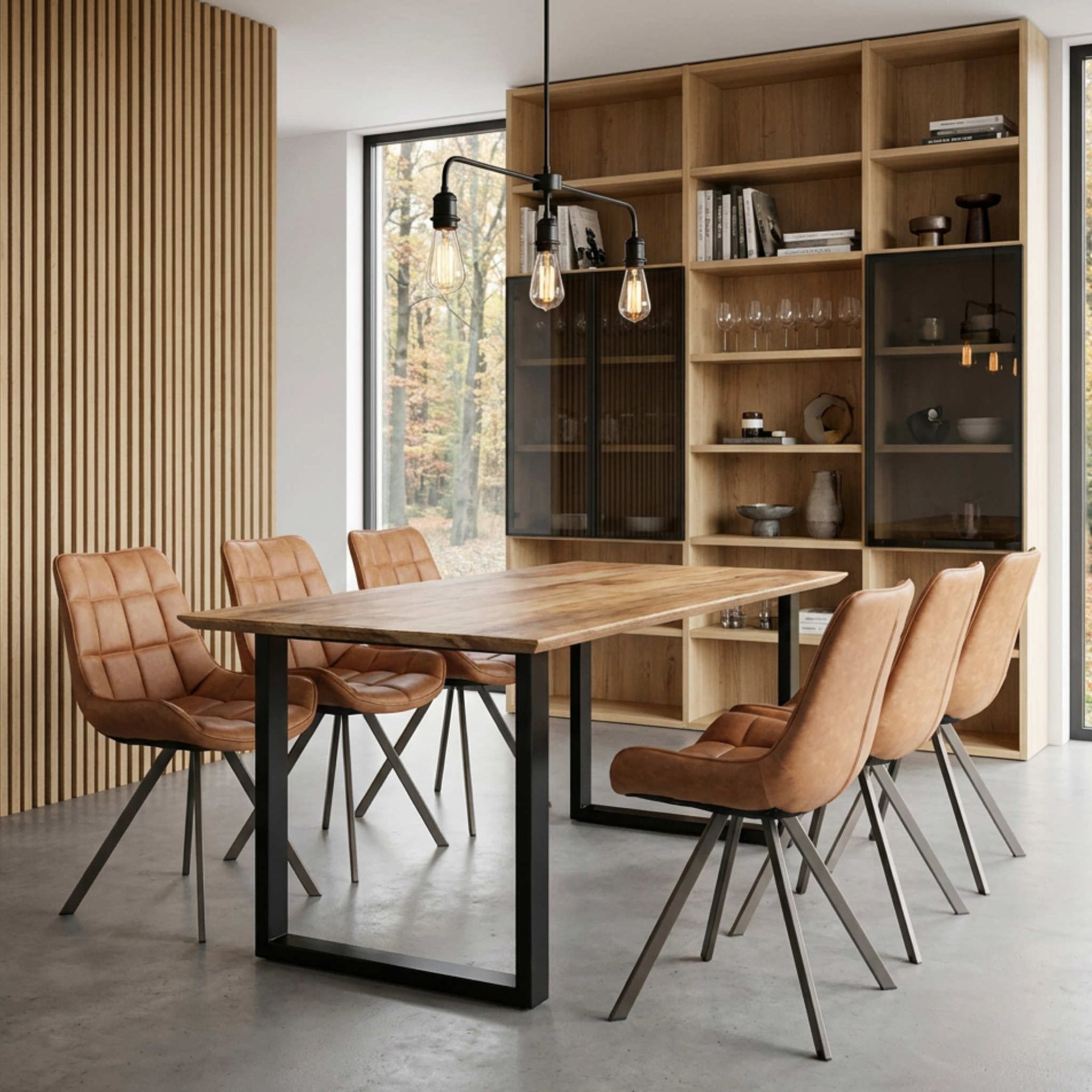 Silla de Comedor Vernon | Tejido Color Camel y Patas Negras | Kubu #