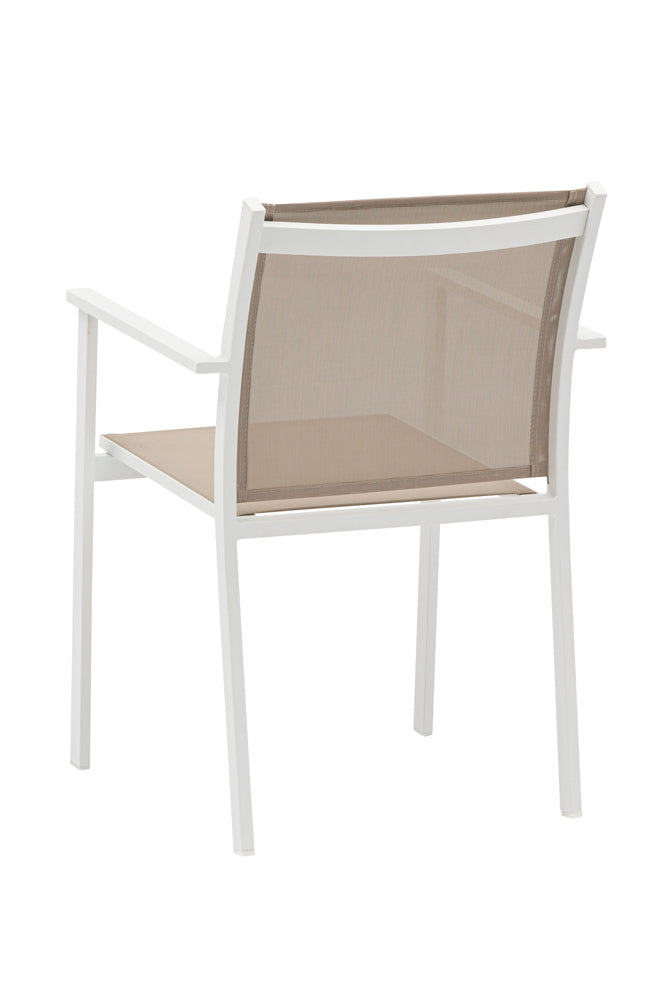 Silla de comedor Adin aluminio blanco y textilene taupe | Kubu #