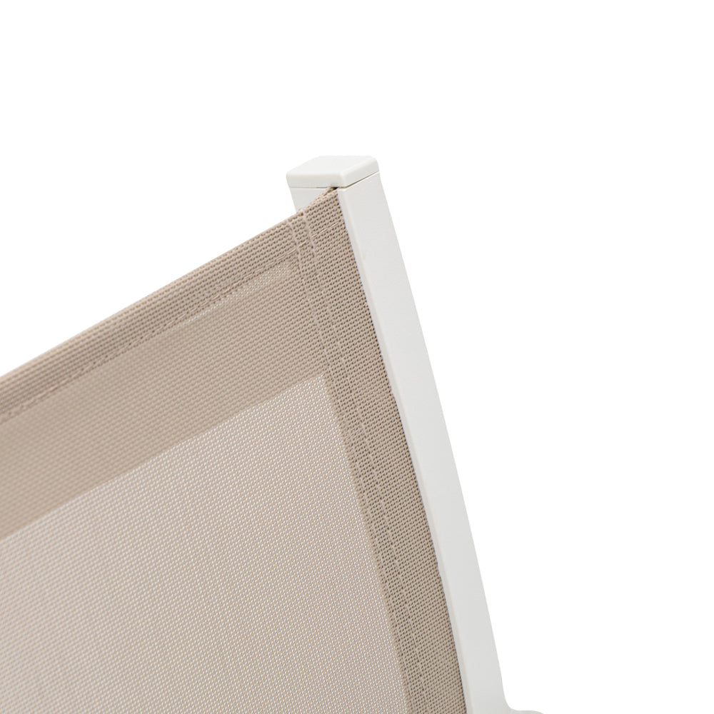 Silla de comedor Adin aluminio blanco y textilene taupe | Kubu #
