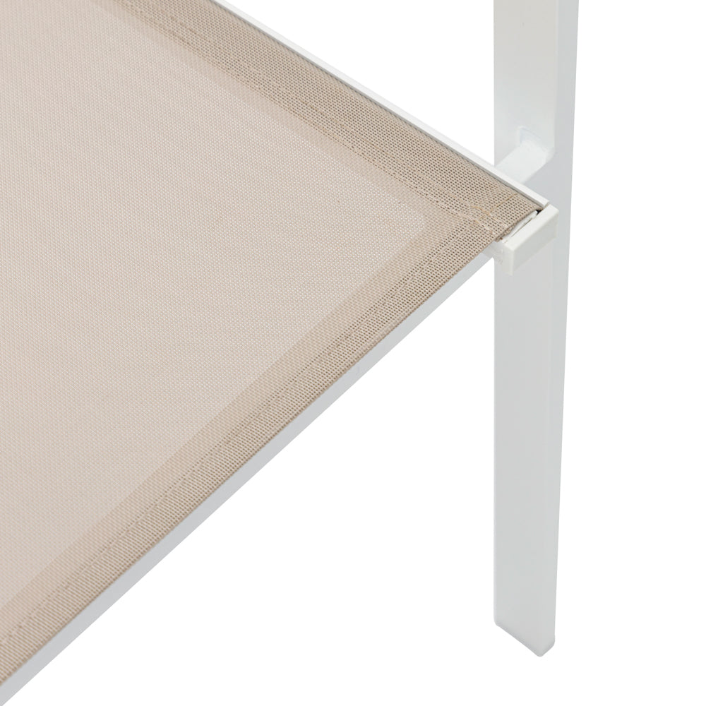Silla de comedor Adin aluminio blanco y textilene taupe | Kubu #