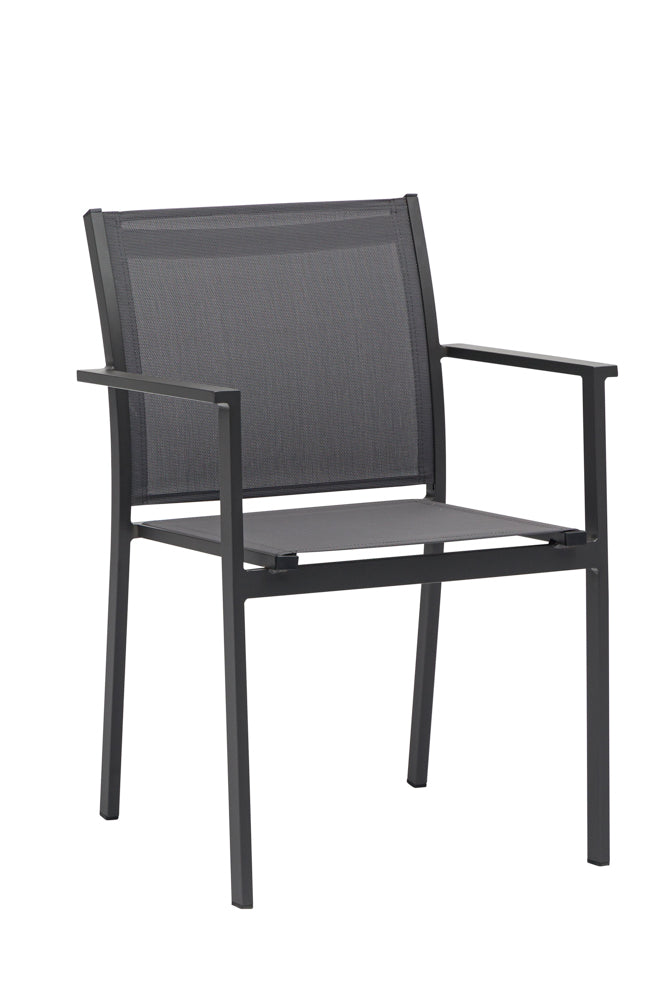Silla de comedor Adin aluminio y textilene antracita | Kubu #