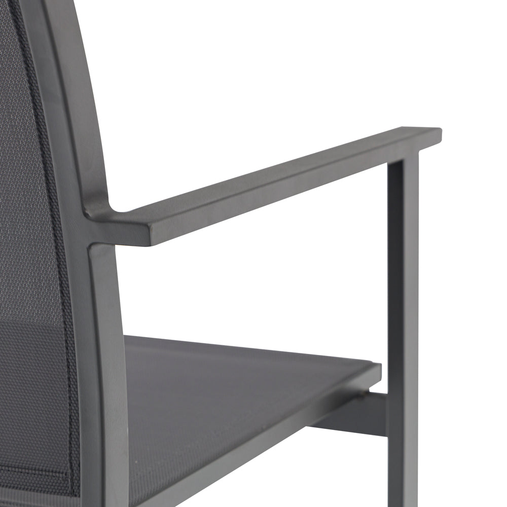 Silla de comedor Adin aluminio y textilene antracita | Kubu #