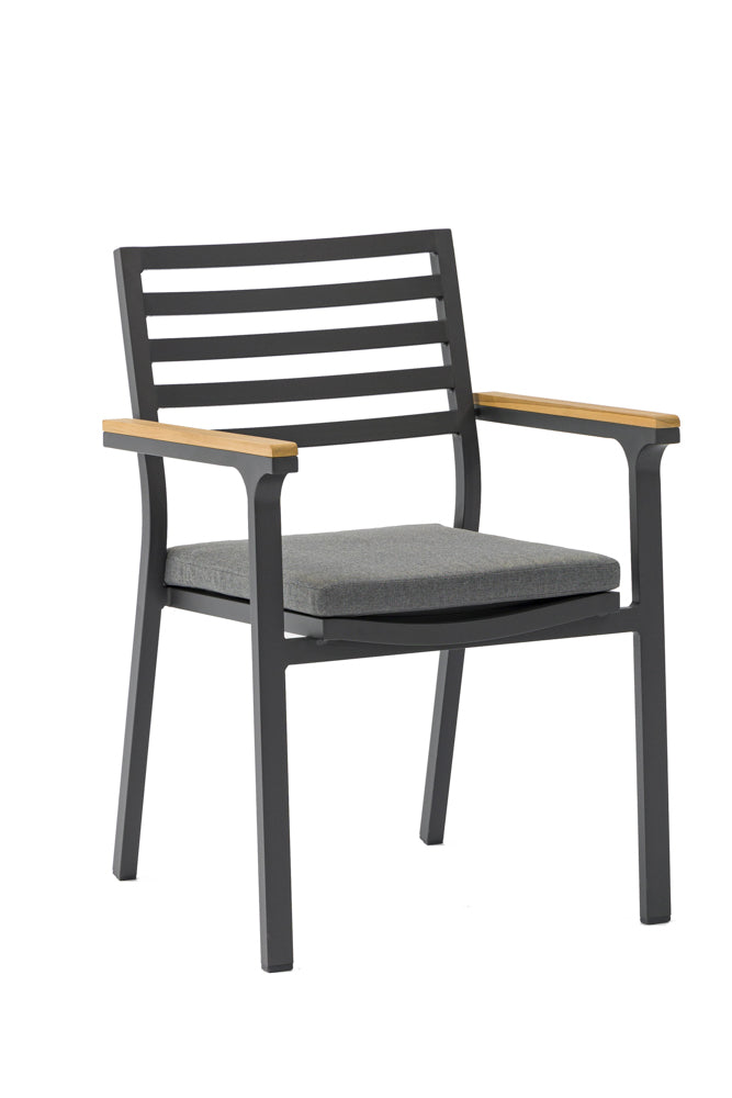 Silla de comedor Broome aluminio antracita  y teca | KUBU #