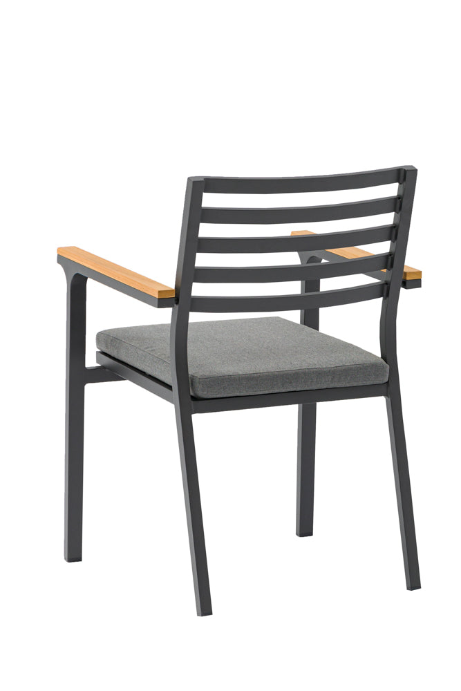 Silla de comedor Broome aluminio antracita  y teca | KUBU #