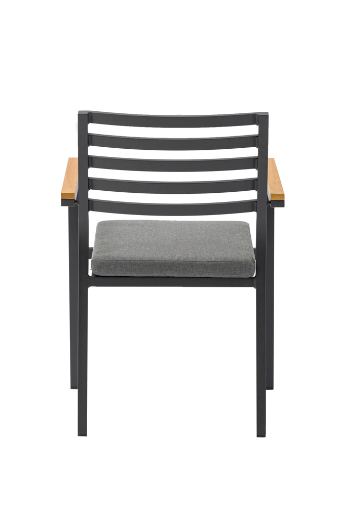 Silla de comedor Broome aluminio antracita  y teca | KUBU #