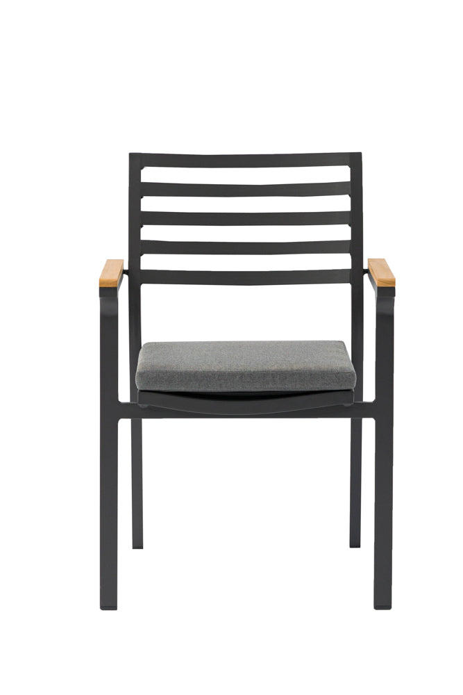 Silla de comedor Broome aluminio antracita  y teca | KUBU #