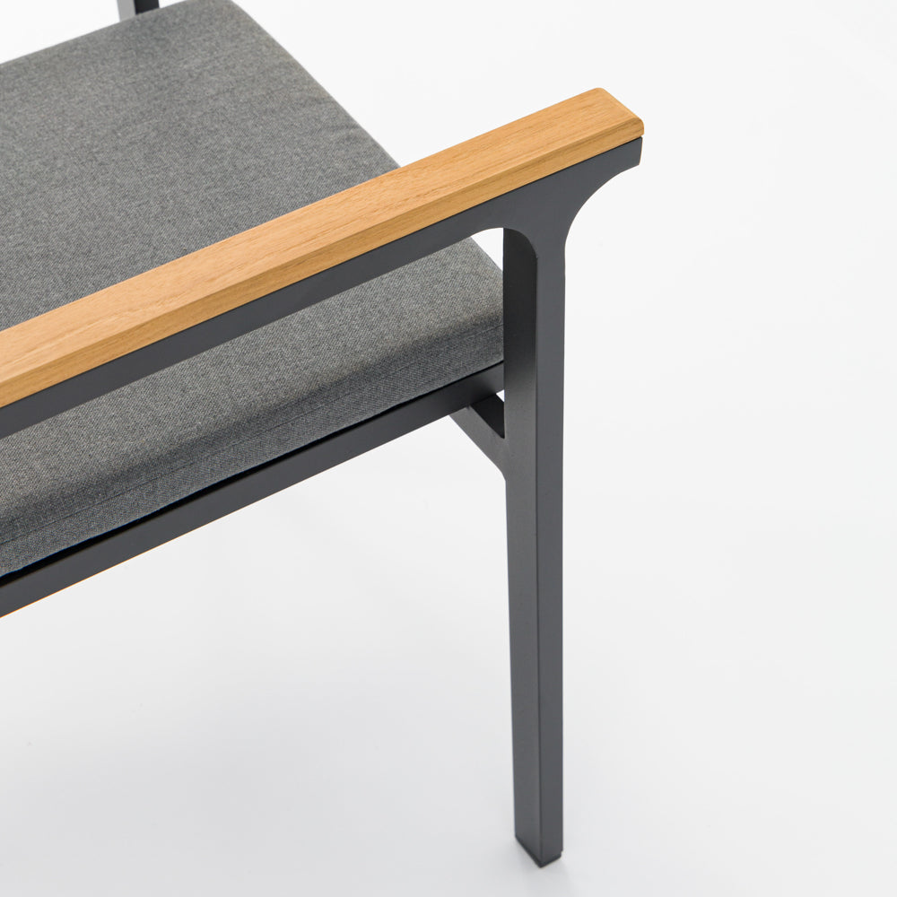 Silla de comedor Broome aluminio antracita  y teca | KUBU #