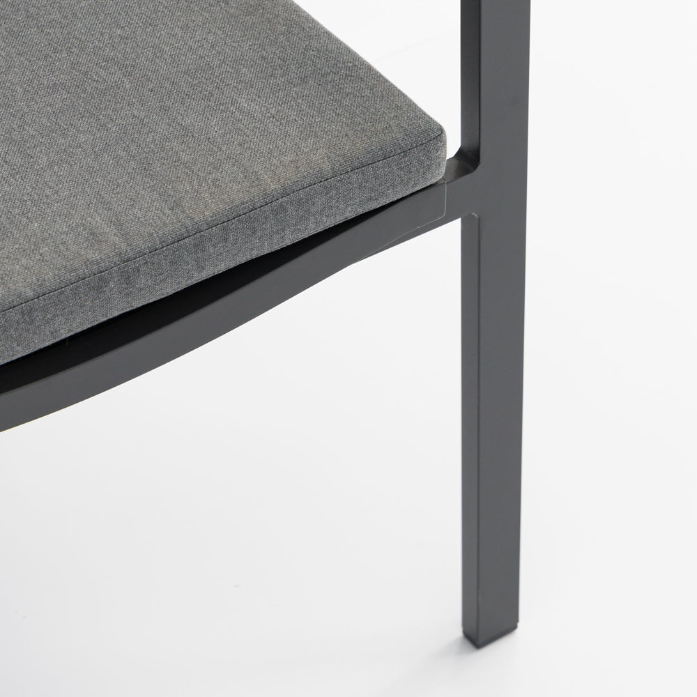 Silla de comedor Broome aluminio antracita  y teca | KUBU #