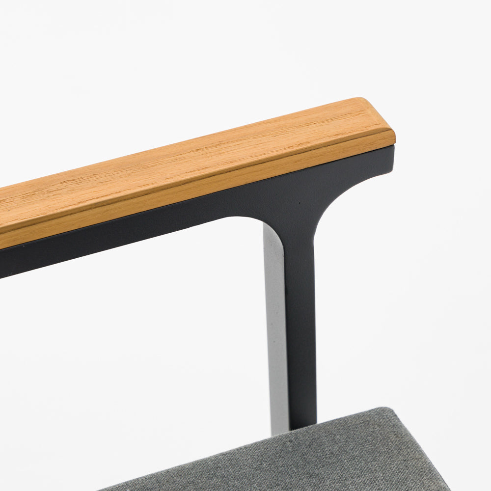 Silla de comedor Broome aluminio antracita  y teca | KUBU #