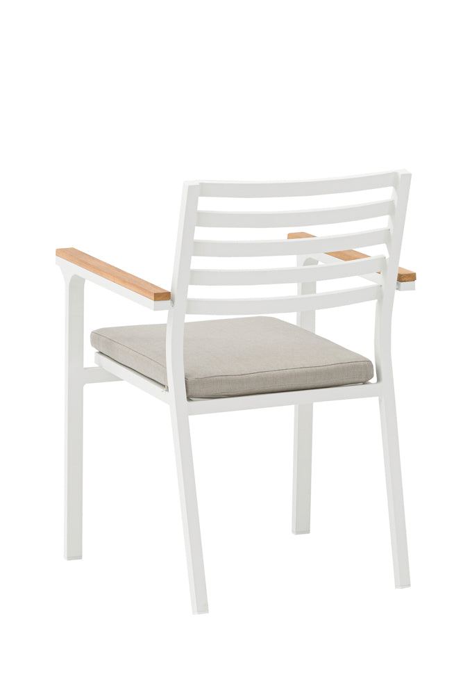 Silla de comedor Broome aluminio blanco  y teca | KUBU #