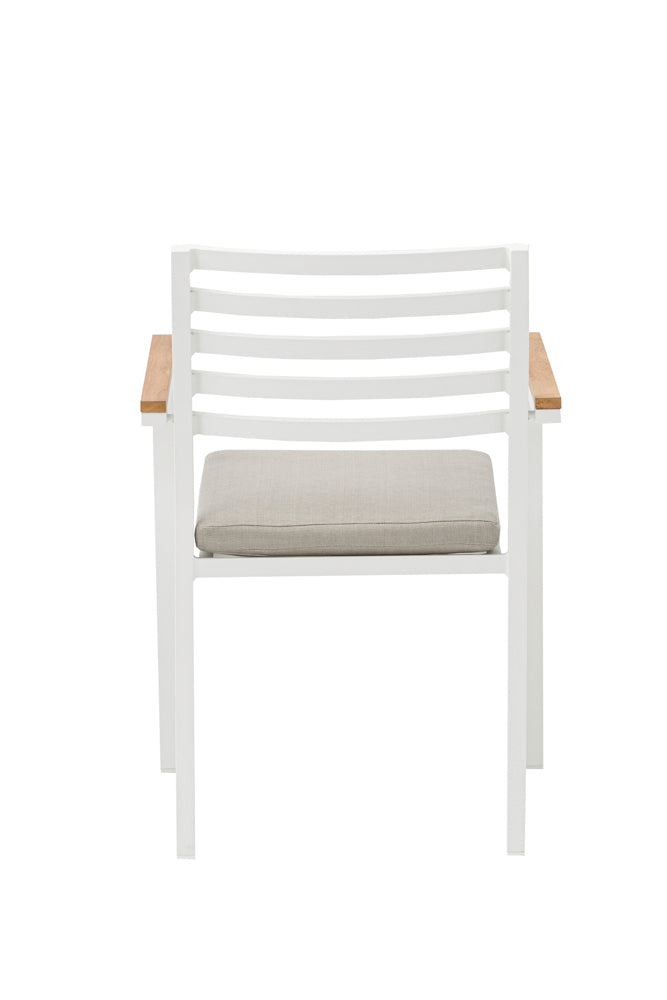 Silla de comedor Broome aluminio blanco  y teca | KUBU #