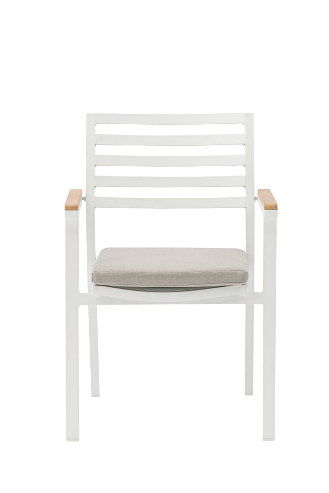 Silla de comedor Broome aluminio blanco  y teca | KUBU #