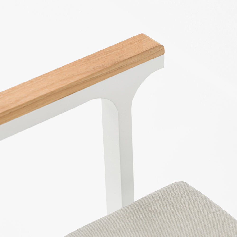 Silla de comedor Broome aluminio blanco  y teca | KUBU #