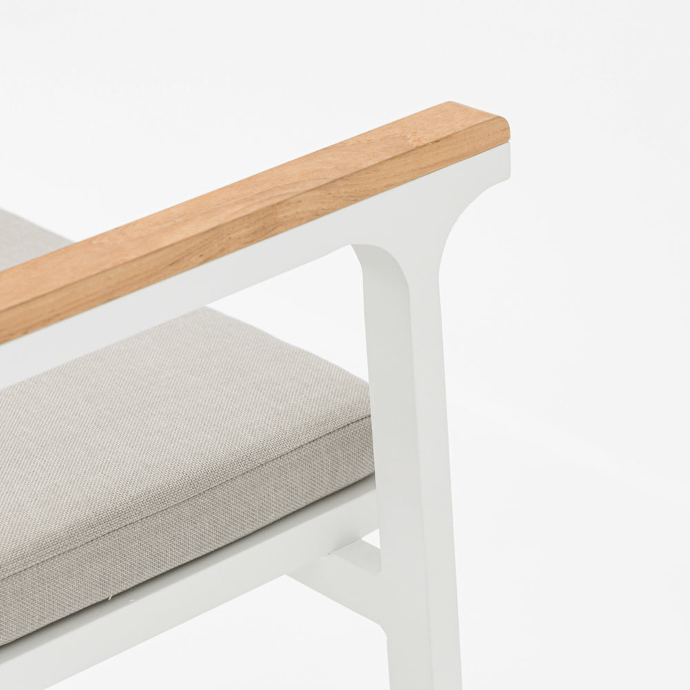 Silla de comedor Broome aluminio blanco  y teca | KUBU #